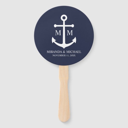 Éventail Mariage Ancre bleu marine (Devant)