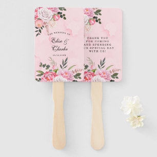 Éventail Mariage blanc Aquarelle blanc rose délicat
