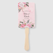 Éventail Mariage blanc Aquarelle blanc rose délicat (Devant)