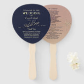 Éventail Mariage Bleu Marine (Devant et derrière)