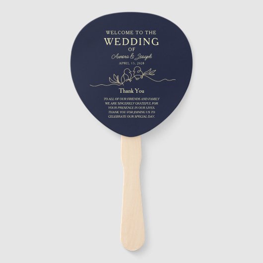 Éventail Mariage Bleu Marine (Devant)