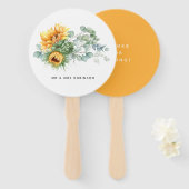 Éventail Mariage Boho Sunflower Eucalyptus (Devant et derrière)