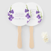 Éventail Mariage botanique de l'aquarelle violette (Devant et derrière)