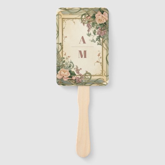 Éventail Mariage botanique élégant Art Nouveau (Devant)