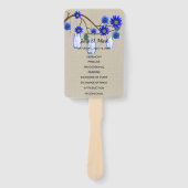 Éventail Mariage Burlap bleu rustique Floral Mason Jars (Devant)