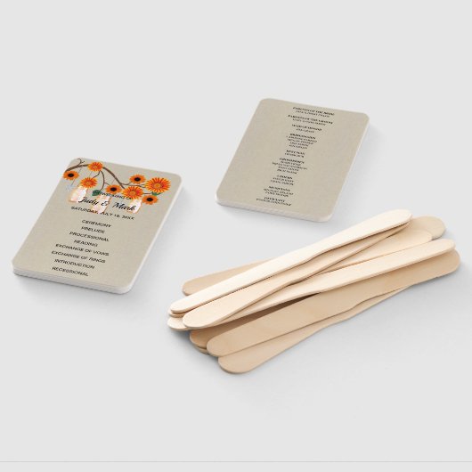 Éventail Mariage Burlap Rustique Orange Floral Mason Jars (Non-assemblé)