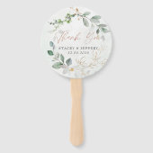 Éventail Mariage Calligraphié Or Eucalyptus Rustique (Devant)