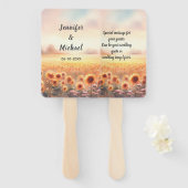 Éventail Mariage campagnard d'aquarelle rustique Boho Sunfl (Devant et derrière)