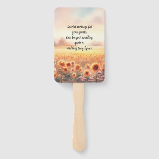 Éventail Mariage campagnard d'aquarelle rustique Boho Sunfl (Dos)