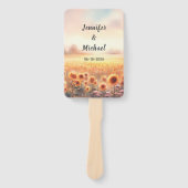 Éventail Mariage campagnard d'aquarelle rustique Boho Sunfl (Devant)