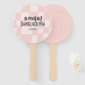 Éventail Mariage Carré rose (Devant et derrière)
