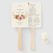 Éventail mariage champagne roses douces roses (Devant et derrière)