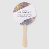 Éventail Mariage Chic Iridescent Violet Or Pailleté (Devant)