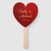 Éventail Mariage chinois rouge flocon de neige double bonhe (Dos)