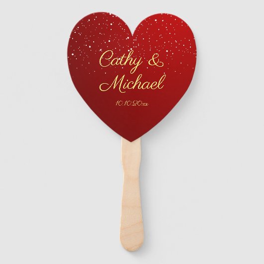 Éventail Mariage chinois rouge flocon de neige double bonhe (Dos)