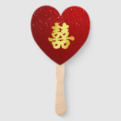 Éventail Mariage chinois rouge flocon de neige double bonhe (Devant)