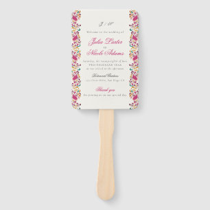 Éventail Mariage Classique Cygne Oiseau Floral Rose Vert Ja