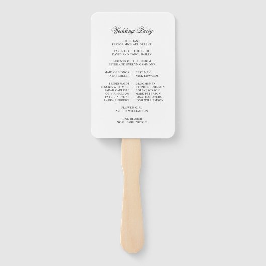 Éventail Mariage classique élégant Script Flouris (Dos)