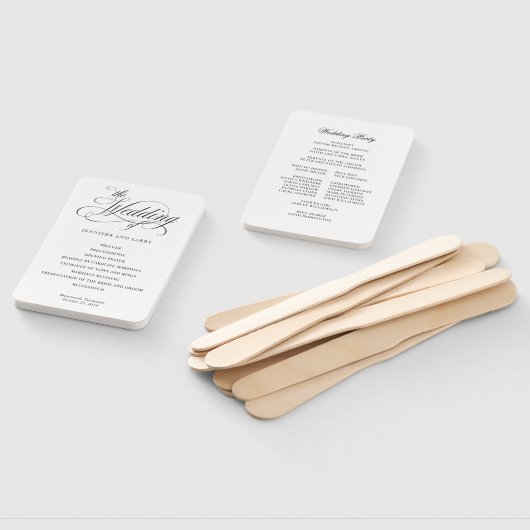 Éventail Mariage classique élégant Script Flouris (Non-assemblé)