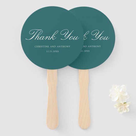 Éventail Mariage Classique Teal Ancien Argent (Devant et derrière)