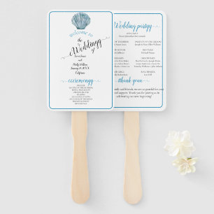 Éventail Mariage Coquillage Unique Bleu Sarcelle Vintage