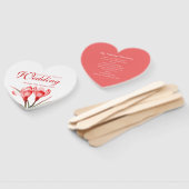 Éventail Mariage crocus rouge oranger fleurie programme fan (Non-assemblé)