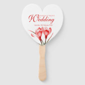 Éventail Mariage crocus rouge oranger fleurie programme fan (Devant)