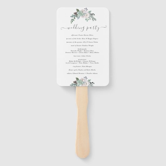 Éventail Mariage d'aquarelle d'hiver (Dos)