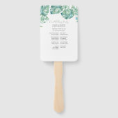 Éventail Mariage d'aquarelle Feuille de palme tropicale (Dos)