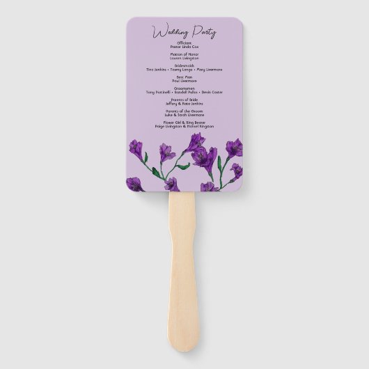 Éventail Mariage d'aquarelle florale pourpre (Dos)