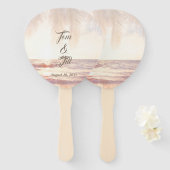 Éventail Mariage d'aquarelle Golden Beach (Devant et derrière)