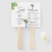 Éventail Mariage d'aquarelle moderne Palm Tree (Devant et derrière)
