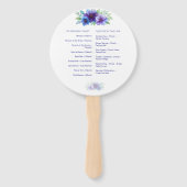 Éventail Mariage d'aquarelle romantique bleu violet (Dos)