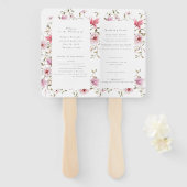 Éventail Mariage d'aquarelle rose rose pâle romantique (Devant et derrière)