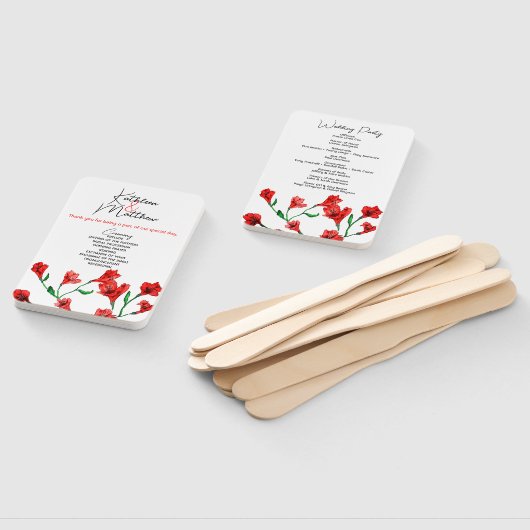 Éventail Mariage d'aquarelle rouge (Non-assemblé)