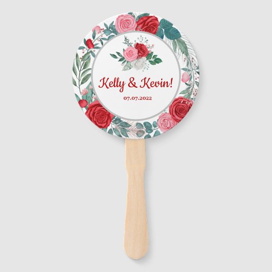 Éventail Mariage d'aquarelle rouge (Devant)