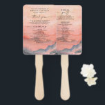 Éventail Mariage d'aquarelle Sunset Mountain Rustic<br><div class="desc">En matière de papeterie mariage,  les styles boisés lancent le thème pour une soirée magique ou un week-end mariage entier dans les montagnes.Donnez le ton à votre mariage rustique avec ce design d'inspiration montagnarde avec une scène de montagne aquarelle arrière - plan avec pins.</div>