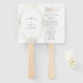 Éventail Mariage d'Art Déco Géométrique Ovale Blanc Or (Devant et derrière)