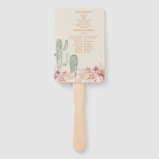 Éventail Mariage de Boho Desert Cactus (Dos)