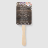 Éventail Mariage de bois rustique Lavender Lace Programme d (Dos)
