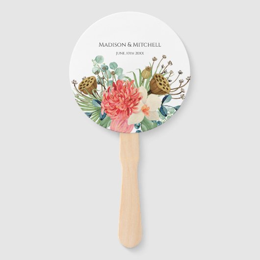 Éventail Mariage de bouquet Fleur sauvage Boho rose (Devant)