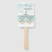 Éventail Mariage de croisière océanique bleu simple (Dos)