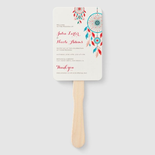 Éventail Mariage de Dreamcatcher en plumes de la tribu Boho (Devant)