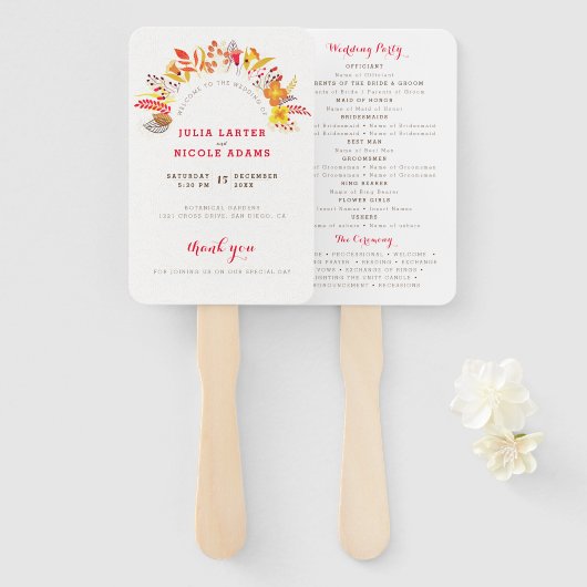 Éventail Mariage de feuillage de Fleur sauvage Boho violet  (Devant et derrière)