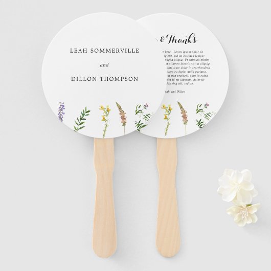 Éventail Mariage de Fleur sauvage Floral Boho Rustique simp (Devant et derrière)