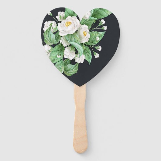 Éventail Mariage de fleurs blanches (Dos)