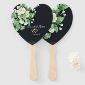 Éventail Mariage de fleurs blanches (Devant et derrière)