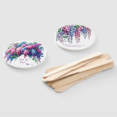 Éventail Mariage de fleurs de glycine violet et rose (Non-assemblé)