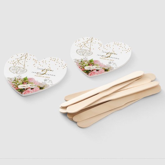 Éventail Mariage de fleurs rose (Non-assemblé)