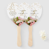 Éventail Mariage de fleurs rose (Devant et derrière)